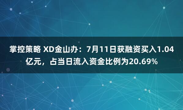 掌控策略 XD金山办：7月11日获融资买入1.04亿元，占当日流入资金比例为20.69%